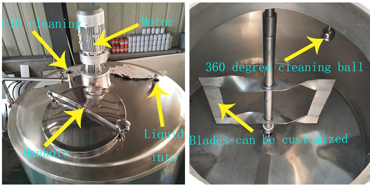 Food Grade 10000L Juice Syrup Heating Mixing Tank With Agitator